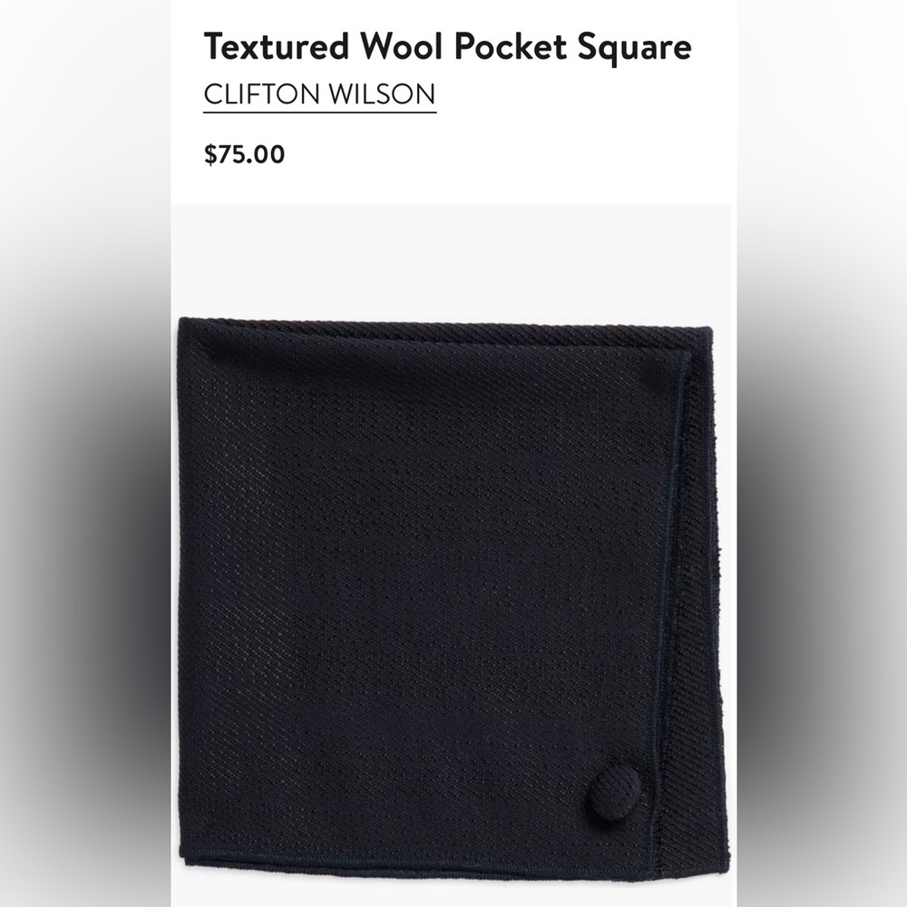 NWT . . .  Clifton Wilson Textured Wool Pocket Square  |  Navy